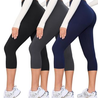 BAYDI Creamlush Capri Leggings Women's High Waist 3/4 Leggings for Yoga Pilates Leisure Everyday