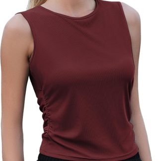 PINSPARK Damen Sport Tank Top Ärmelloses Yoga Shirt Gerippt Crop Top Leichte Funktions Fitness Lässig Sommer Oberteile